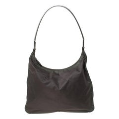 Prada Olive Green Nylon Metal Handle Hobo