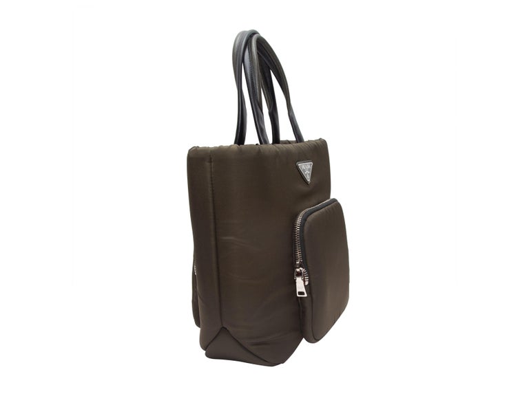 Prada Olive Green Nylon Tessuto Tote Bag For Sale at 1stDibs