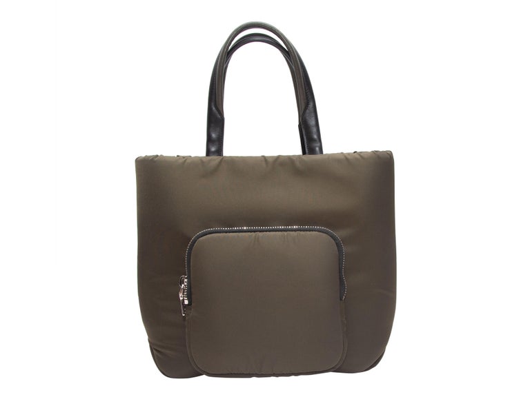 Prada Olive Green Nylon Tessuto Tote Bag For Sale at 1stDibs