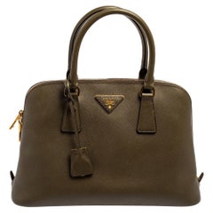 Prada Olive Green Saffiano Lux Leather Medium Promenade Bag