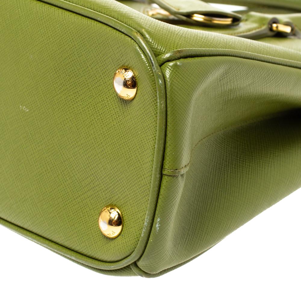 Prada Olive Green Saffiano Lux Leather Small Double Zip Tote 2