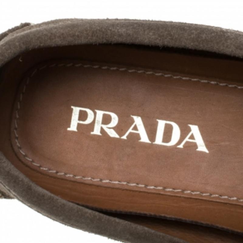 Prada Olive Green Suede Penny Loafers Size 41.5 For Sale 1