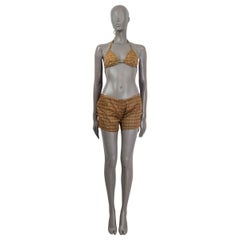 PRADA olive orange turquoise cotton CHECK ME OUT Birkin & Shorts Set 42
