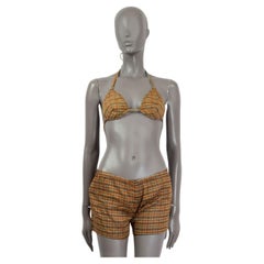 PRADA Oliv-orange-Türkis-Baumwoll CHECK ME OUT Birkin & Shorts Set 42