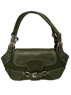 Prada Olive Strap Pocket Canvas Leather Bag