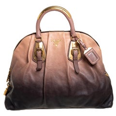 Prada Ombre Beige/Schwarz Leder Dome Satchel