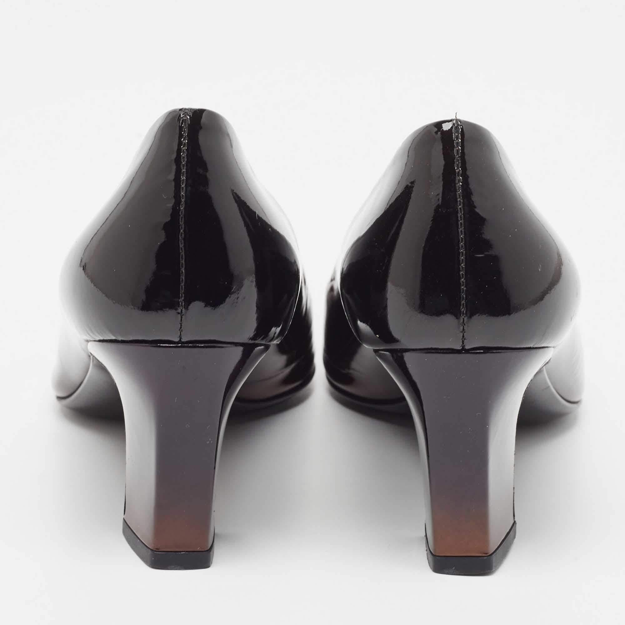 Prada Ombre Black/Brown Patent Leather Square Toe Pumps Size 37.5 4