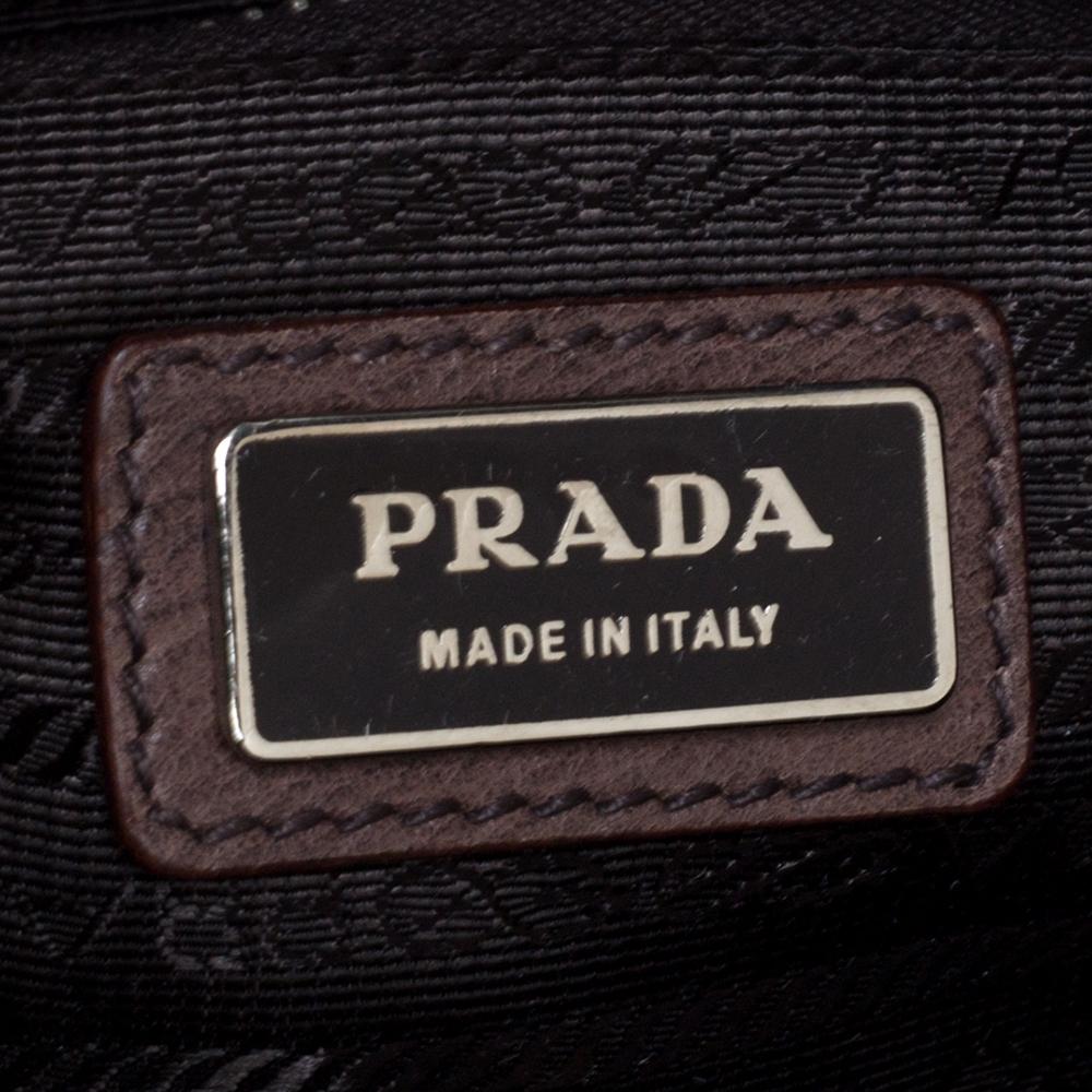 Prada Ombre Brown Glace Leather Zippers Bauletto Bag 6