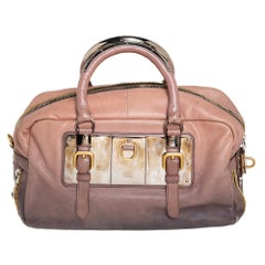 Prada Ombre Brown Glace Leather Zippers Bauletto Bag