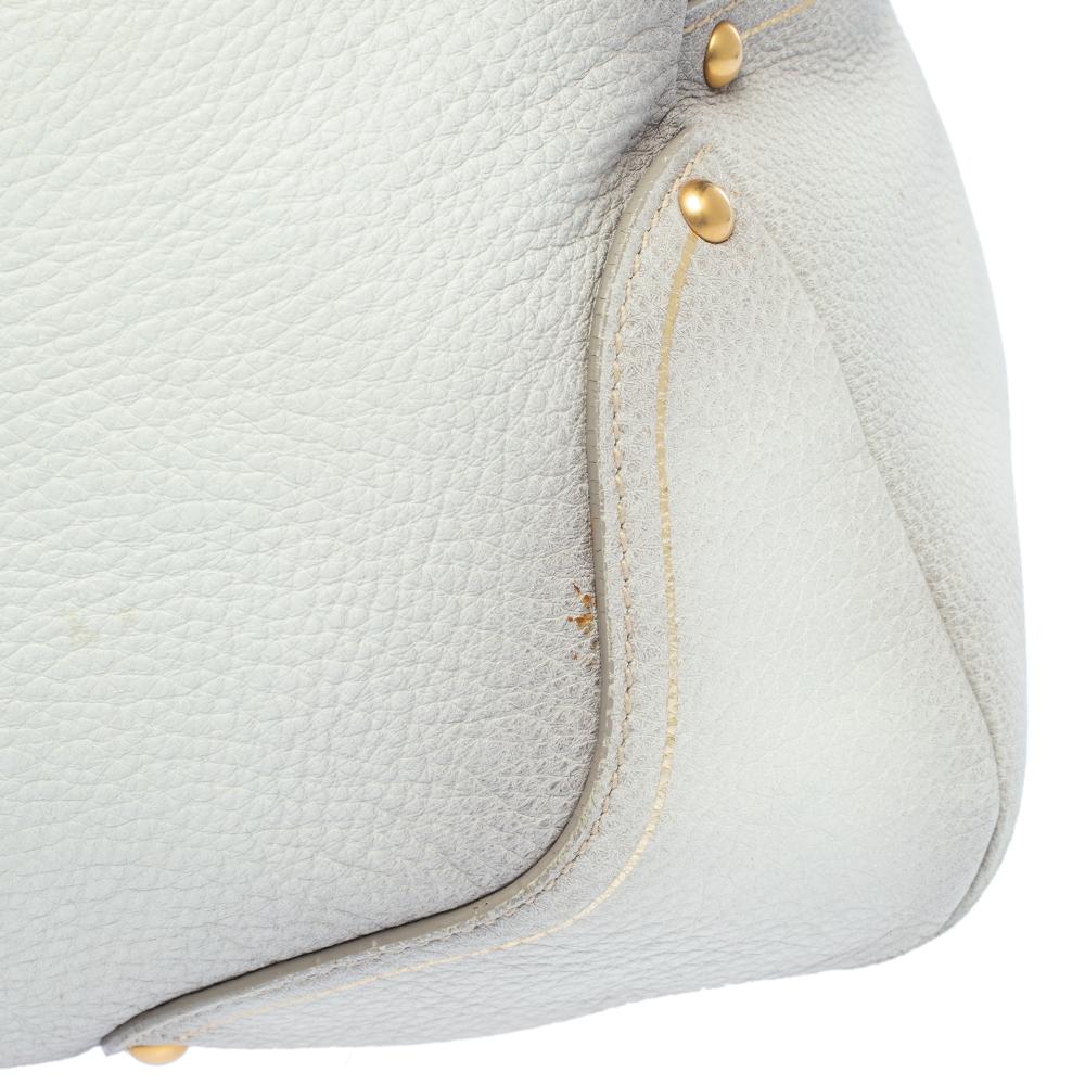 Prada Ombre Weiß Cervo Antik Leder Bauletto Tasche 6