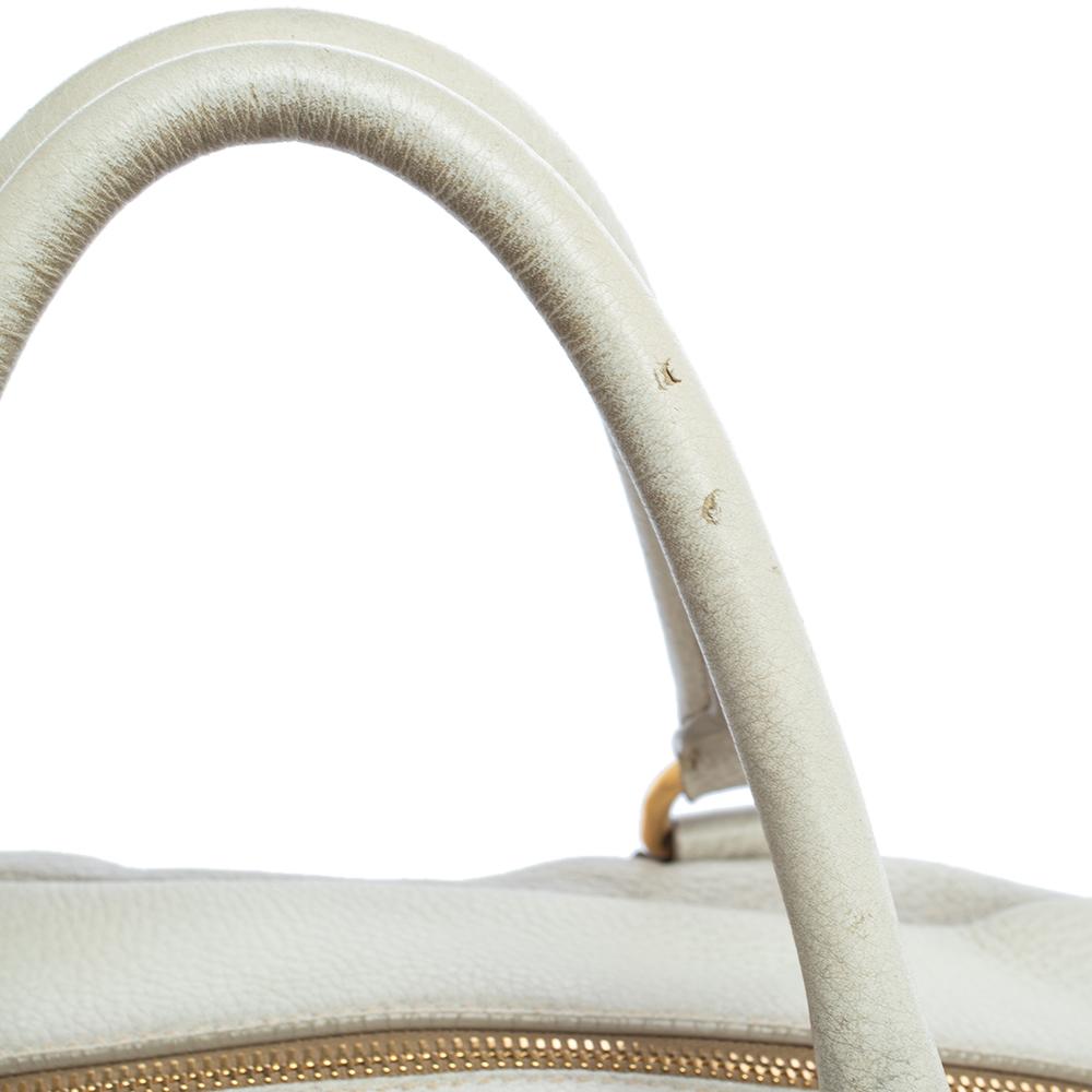 Prada Ombre White Cervo Antik Leather Bauletto Bag 5