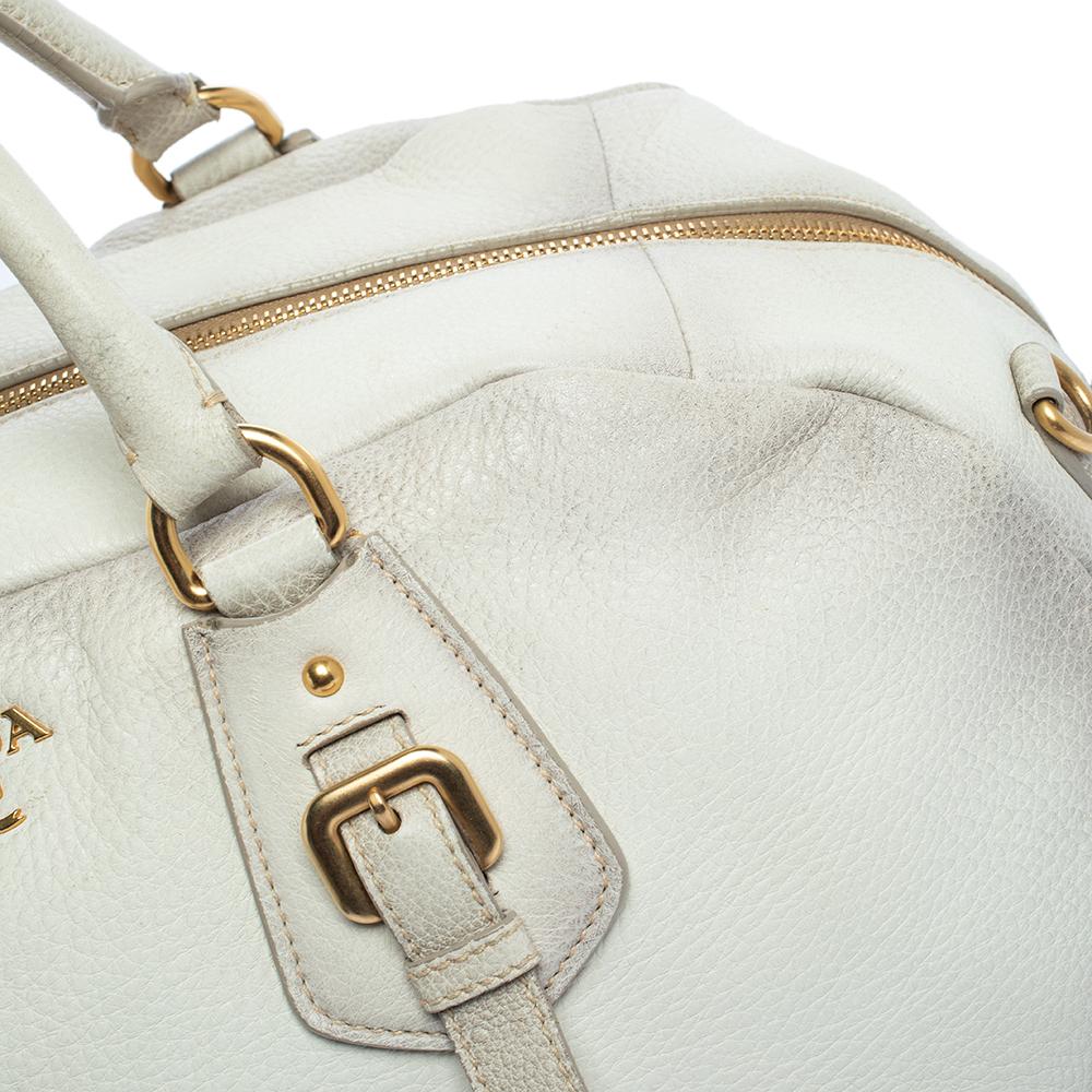Women's Prada Ombre White Cervo Antik Leather Bauletto Bag