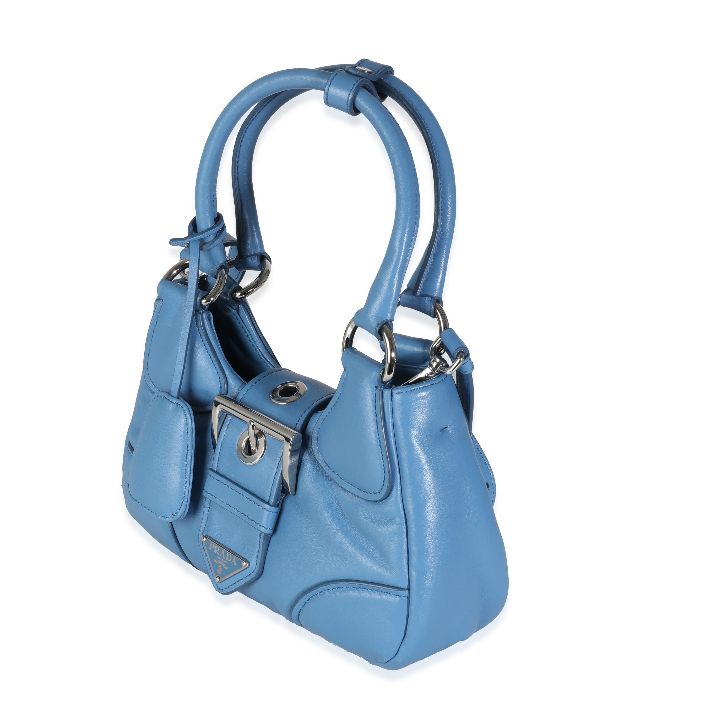 Blu Borsa Prada Onda Nappa Soft Padded Re-Edition 2002 Moon in vendita