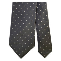 PRADA One Size Dark Blue Cream Polka Dot Silk Tie