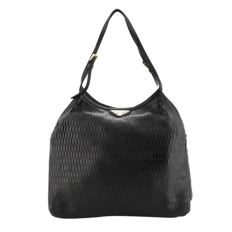 Medium Leather Hobo Shoulder Bag Prada