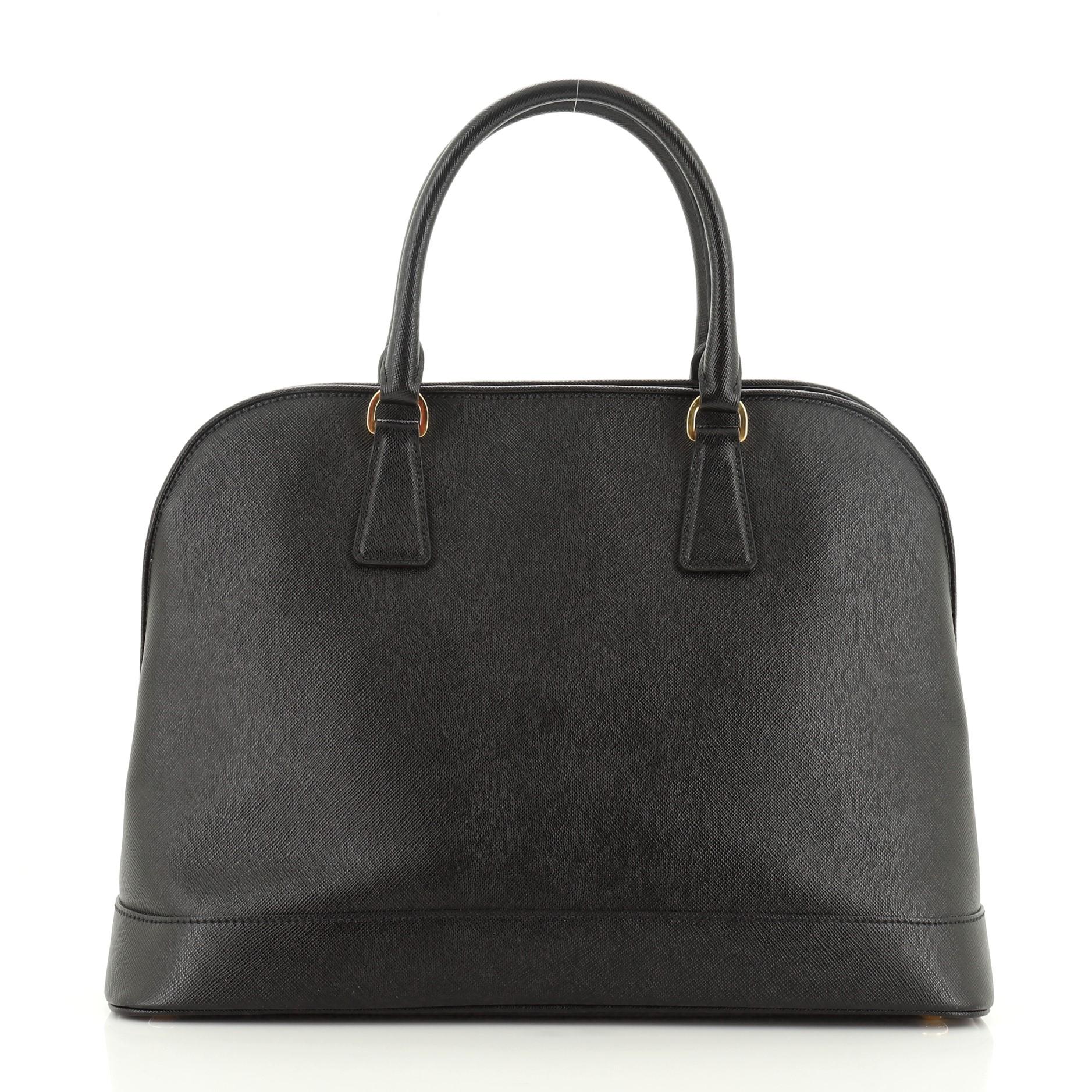 Black Prada Open Promenade Bag Saffiano Leather Large