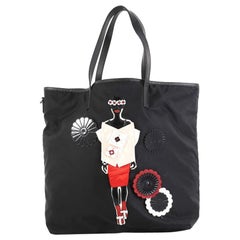 Prada Open Tote Tessuto with Applique Large