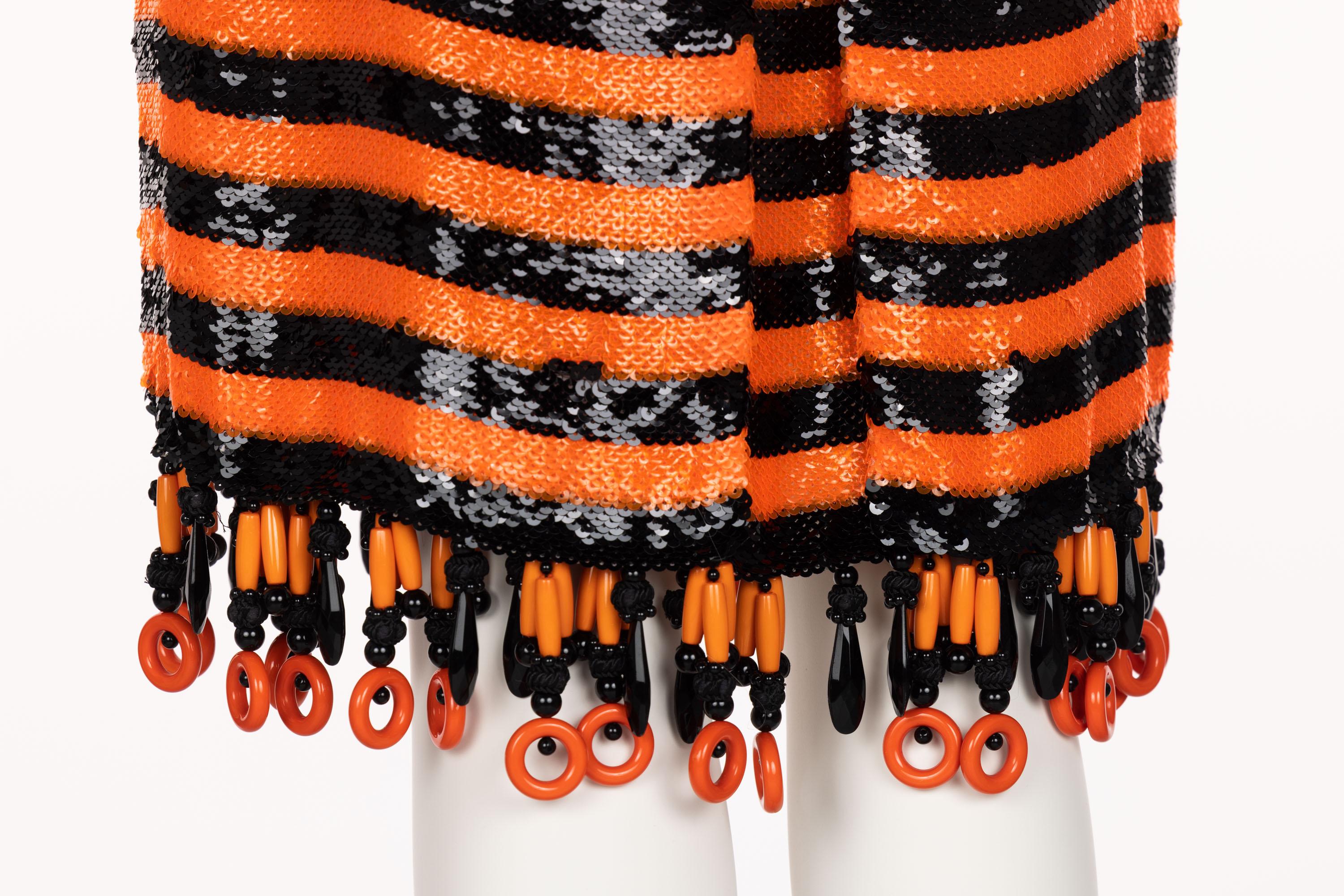 Prada Orange Black Sequin Flapper Dress S/S 2011 Beijing Limited Edition  For Sale 4
