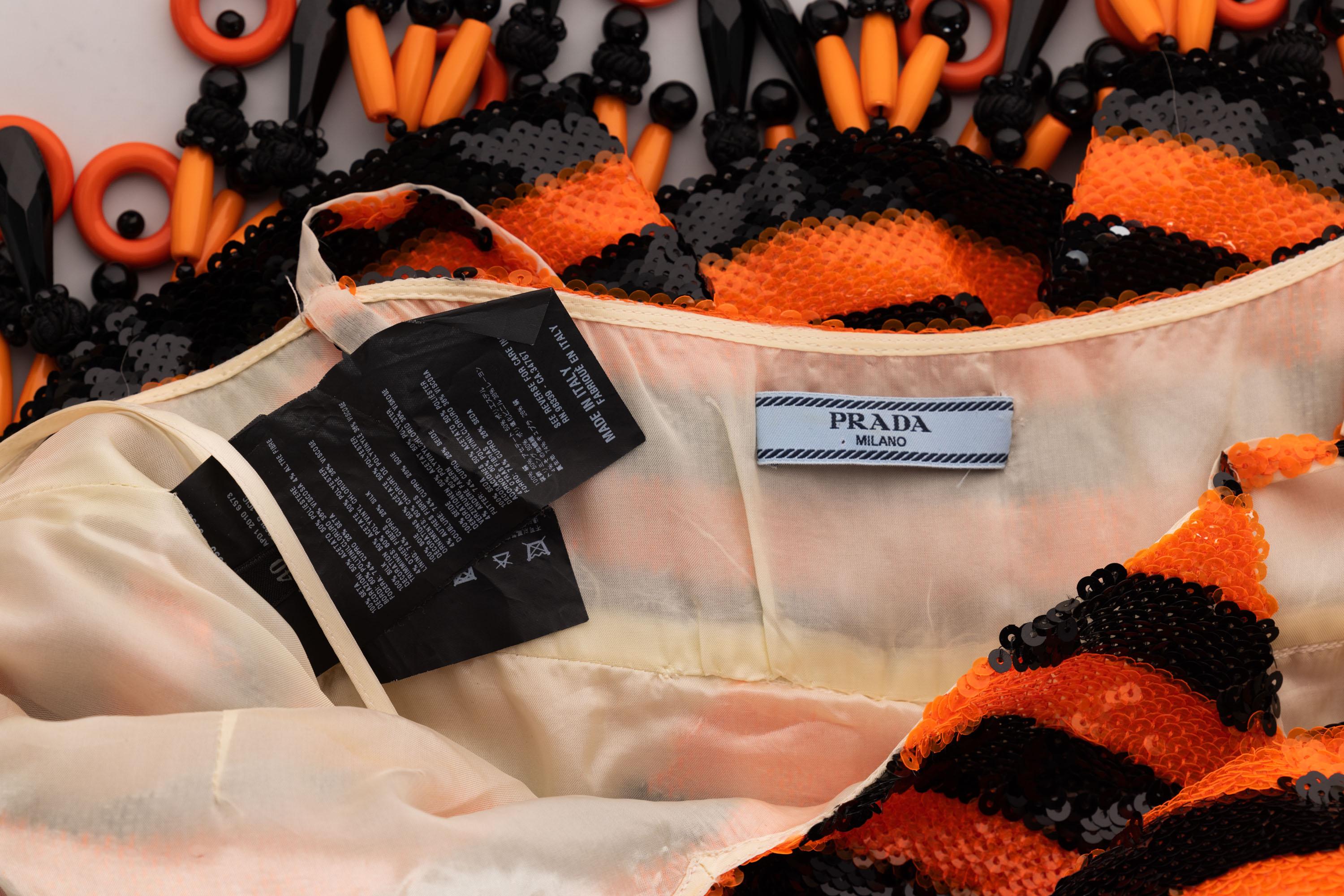Prada Orange Black Sequin Flapper Dress S/S 2011 Beijing Limited Edition  For Sale 1