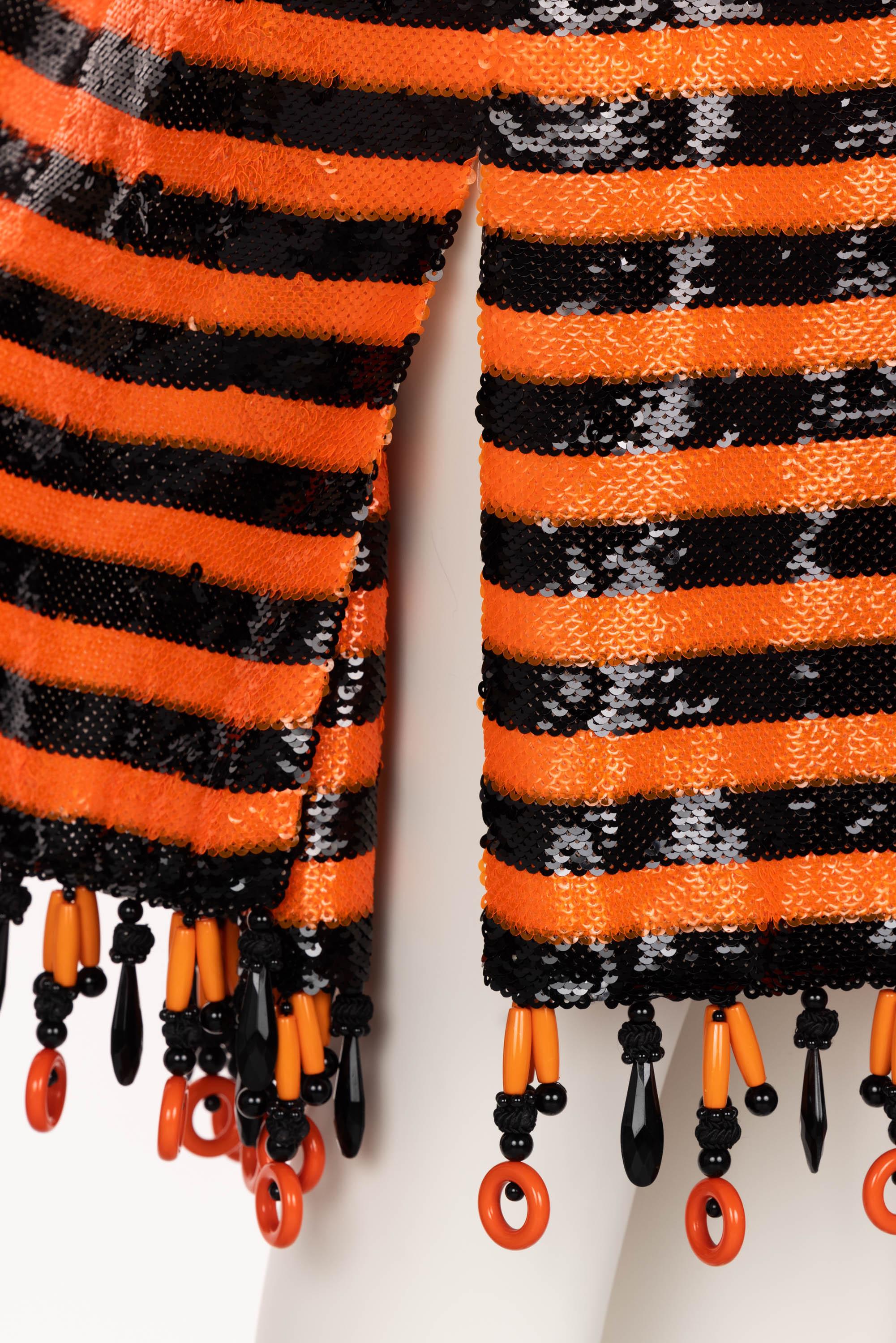 Prada Orange Black Sequin Flapper Dress S/S 2011 Beijing Limited Edition  For Sale 2