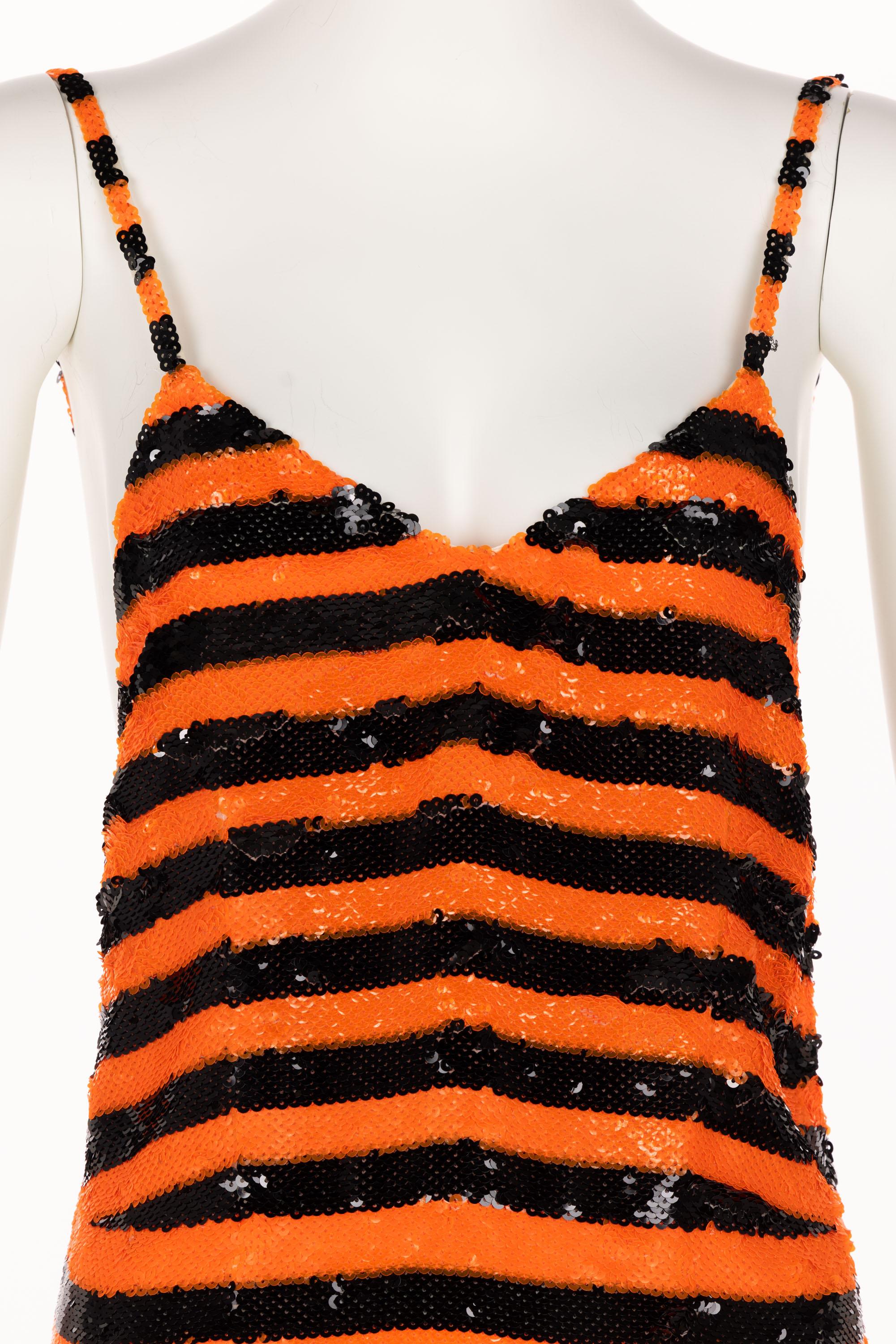 Prada Orange Black Sequin Flapper Dress S/S 2011 Beijing Limited Edition  For Sale 3