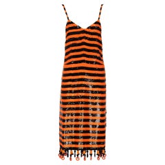 Prada Orange Black Sequin Flapper Dress S/S 2011 Beijing Limited Edition