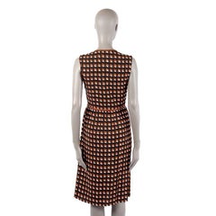 PRADA orange black white viscose PRINTED Sleeveless Dress 38