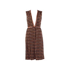 PRADA orange black white viscose PRINTED Sleeveless Dress 38