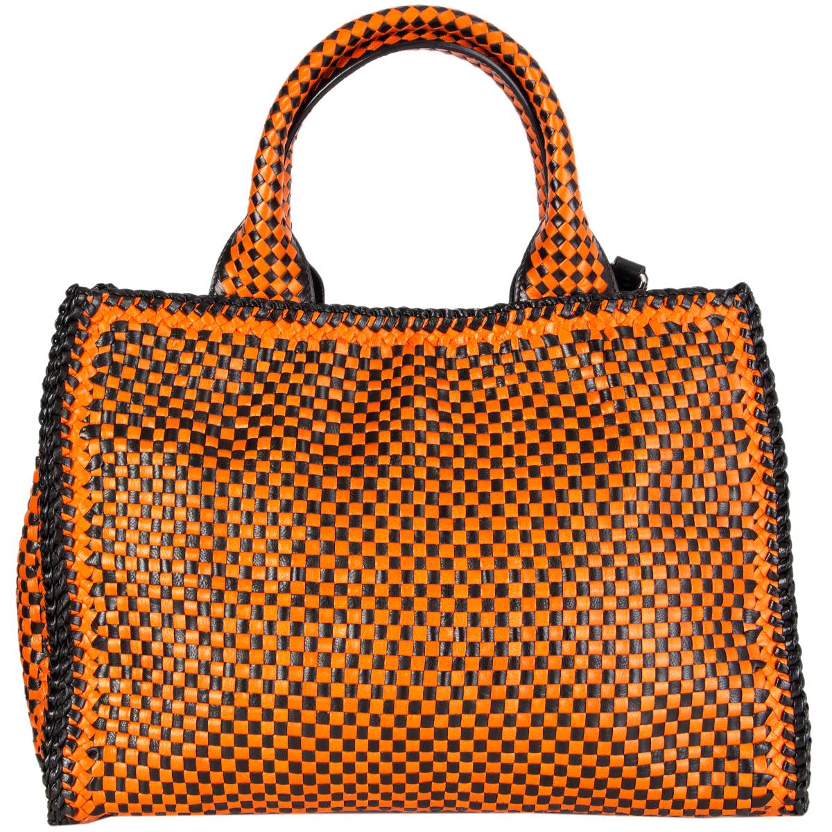 orange and black handbag