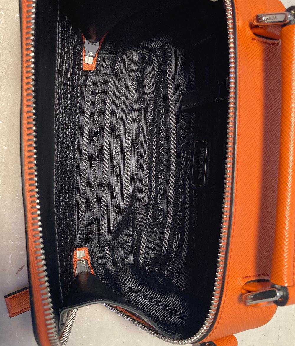 Women's Prada Orange Brique Saffiano Leather Crossbody Bag