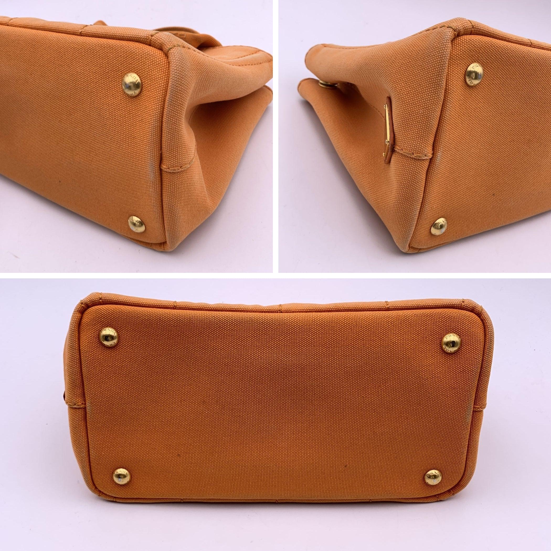 Women's or Men's Prada Orange Canvas Canapa Logo Small Tote Bag Handbag BN2439 For Sale