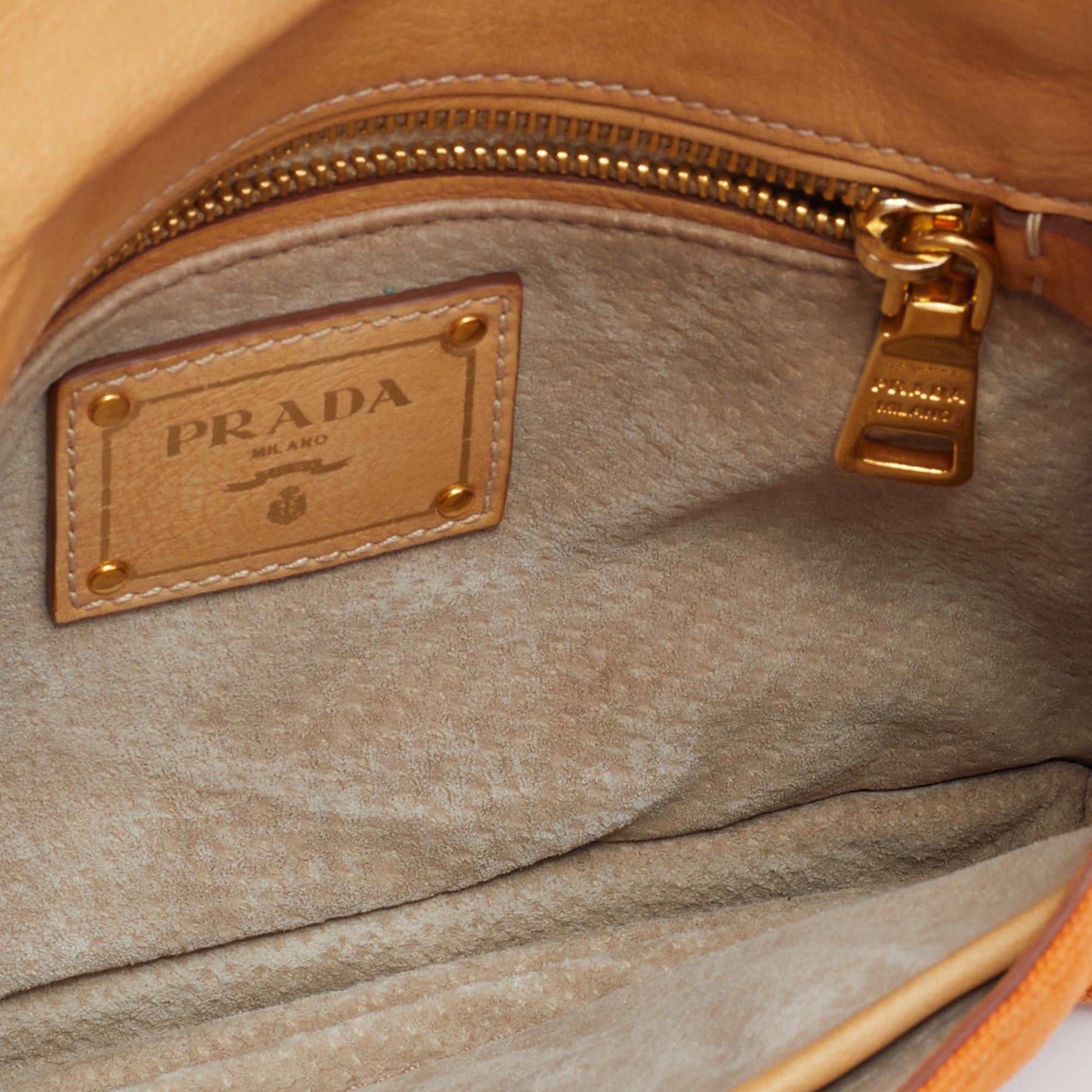 Prada Orange Canvas Flap Crossbody Bag 3