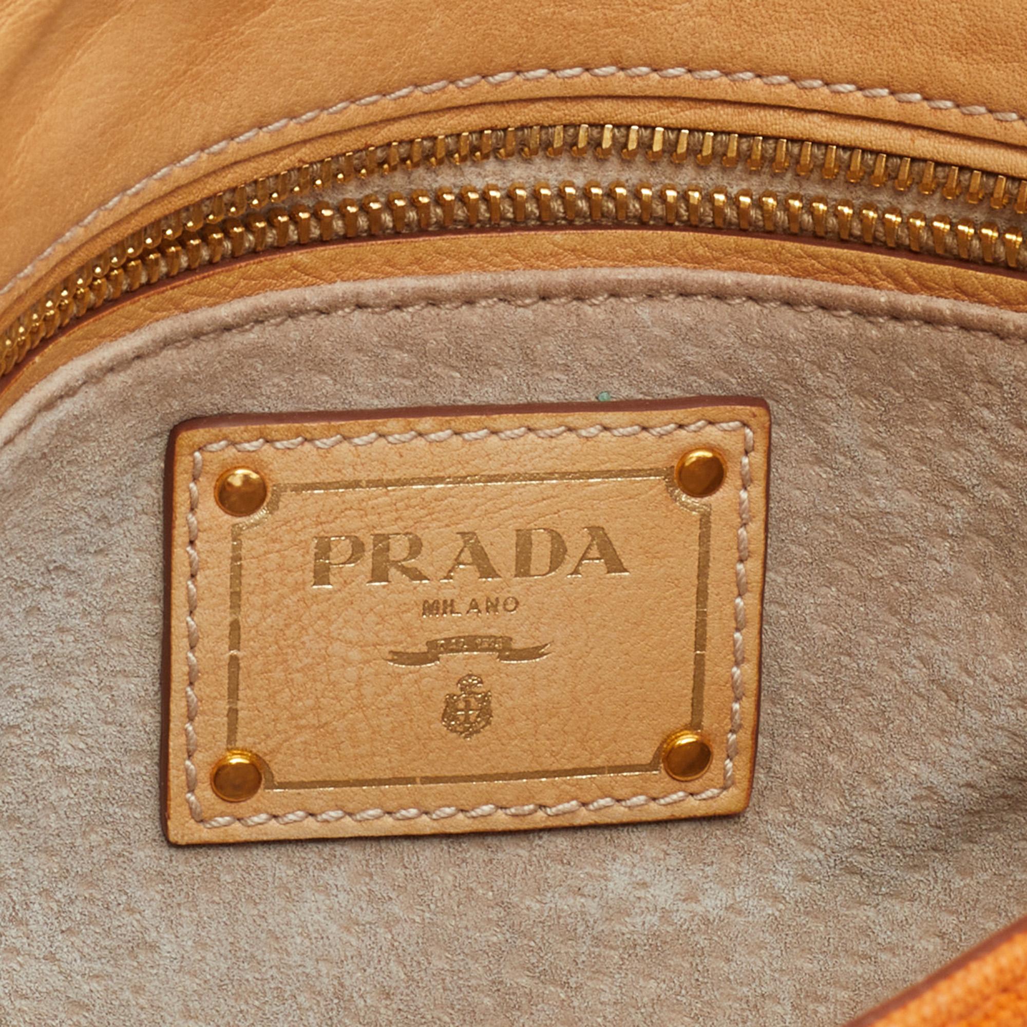 Prada Orange Canvas Flap Crossbody Bag 4