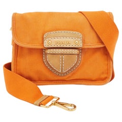 Prada Orange Canvas Flap Crossbody Bag