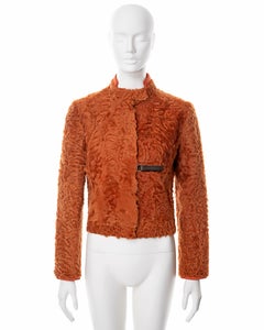Prada orange curly shearling jacket, fw 1999