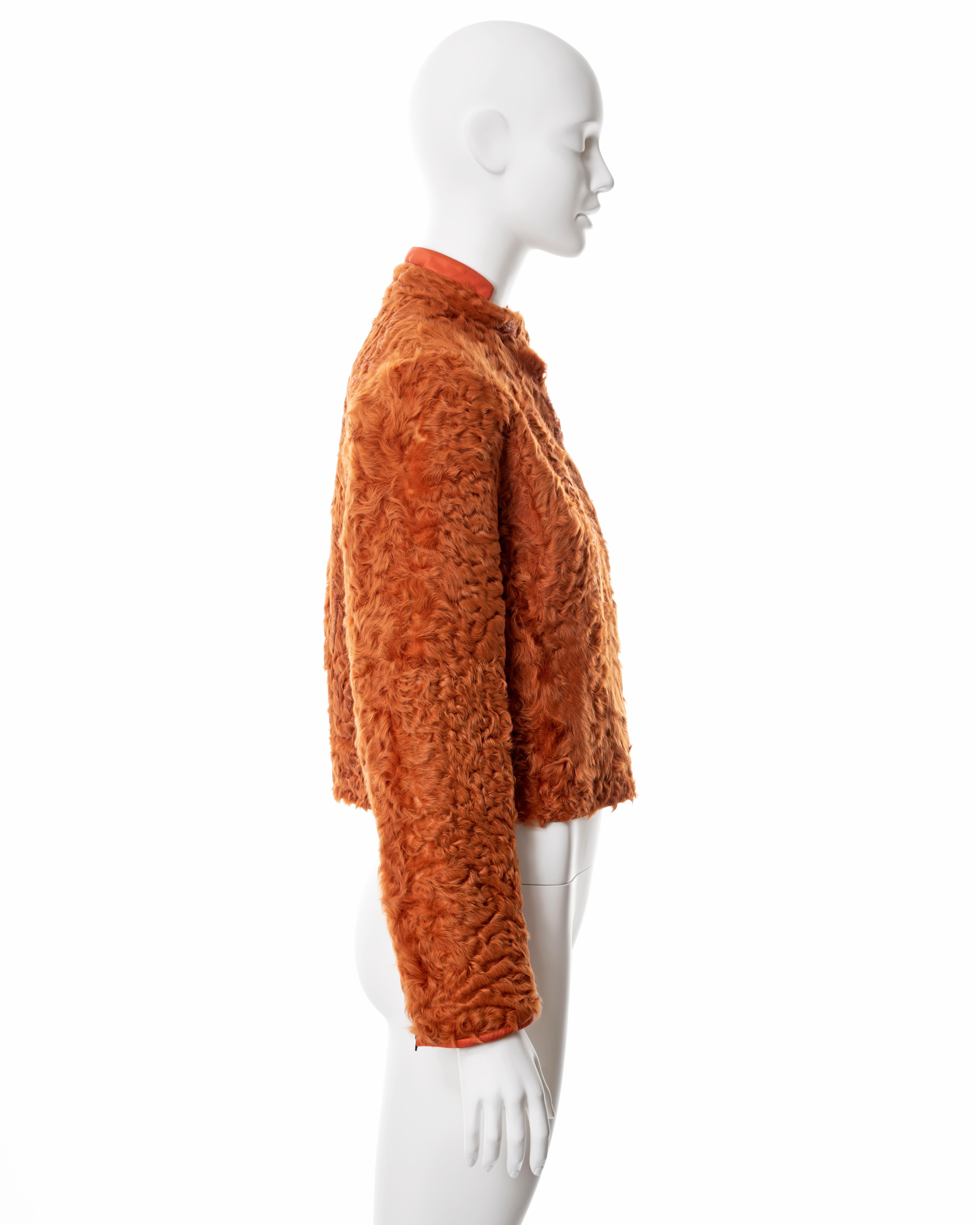 Prada orange curly shearling jacket, fw 1999 3