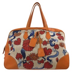 Prada orange fish painted handle shoulder bag