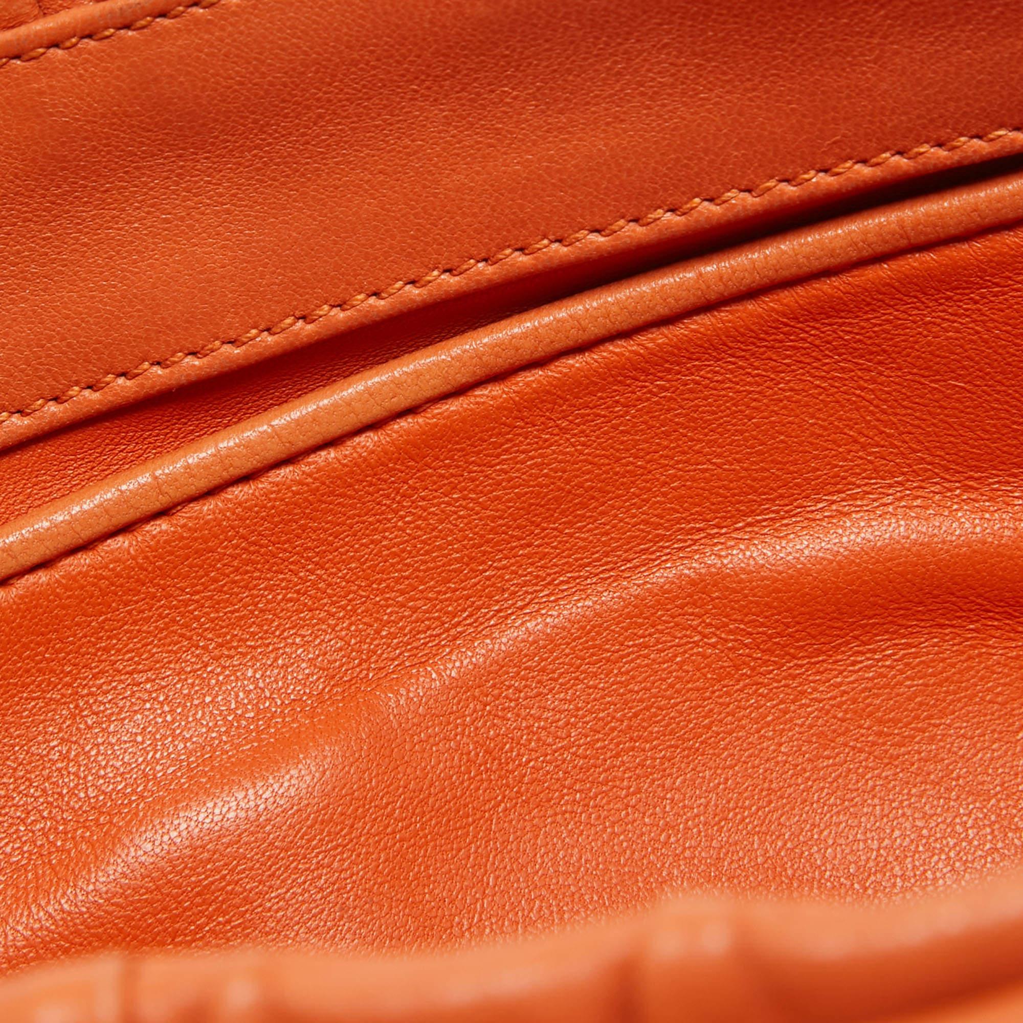 Prada Orange Gaufre Leather Medium Flap Shoulder Bag 1