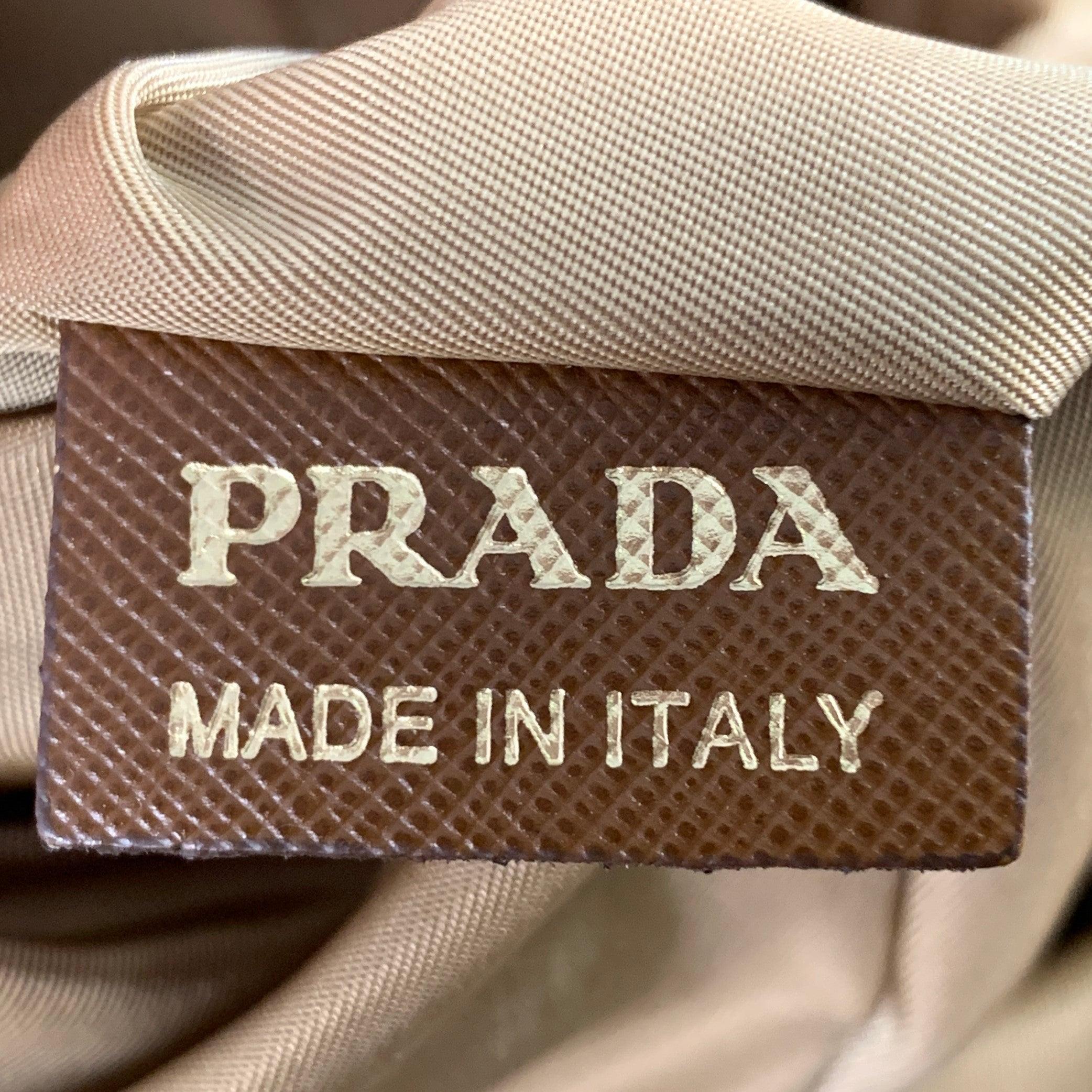 PRADA - Sac à main fourre-tout en nylon et cuir doré orange en vente 2