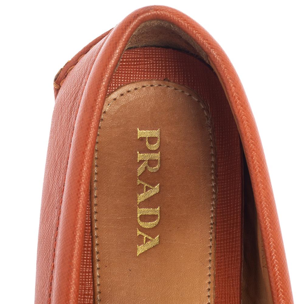 Prada - Mocassini con fiocco in pelle arancione - misura 38 1