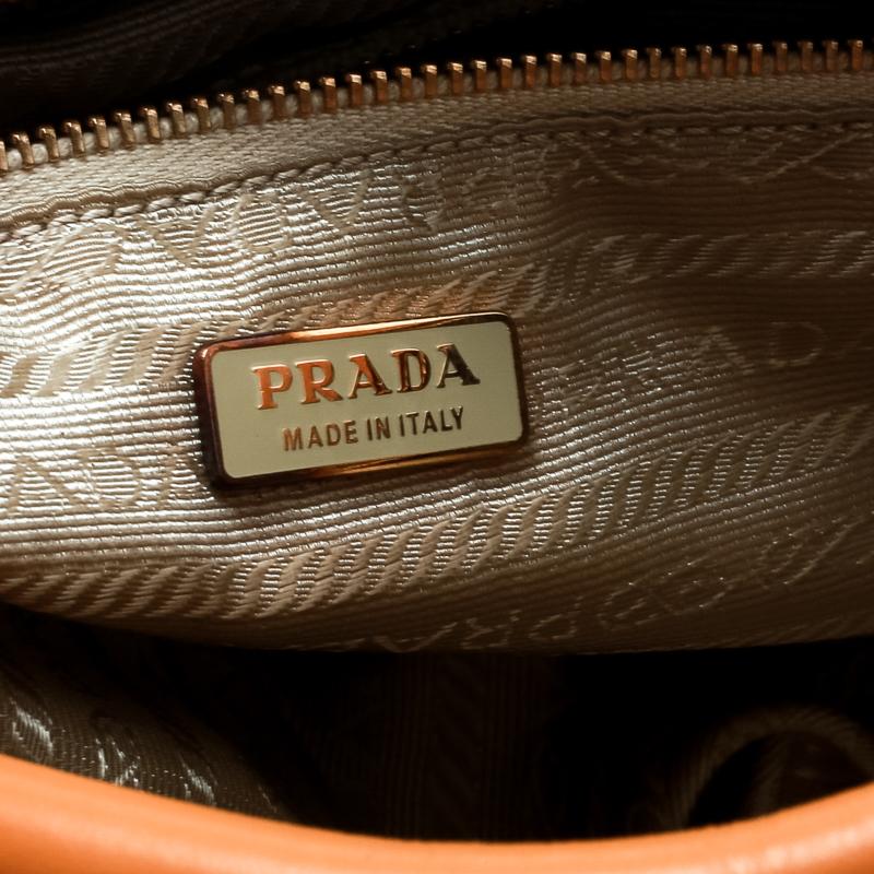 Prada Orange Leather Bowler Bag 5
