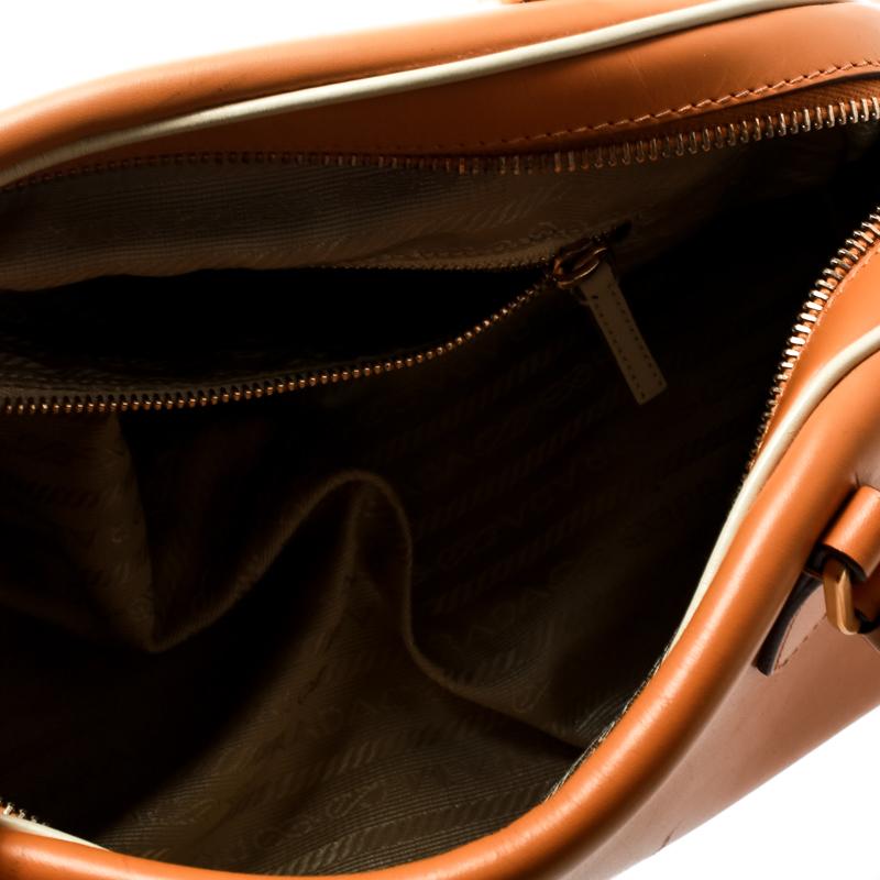 Prada Orange Leather Bowler Bag 3