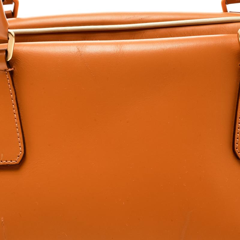 Prada Orange Leather Bowler Bag 4