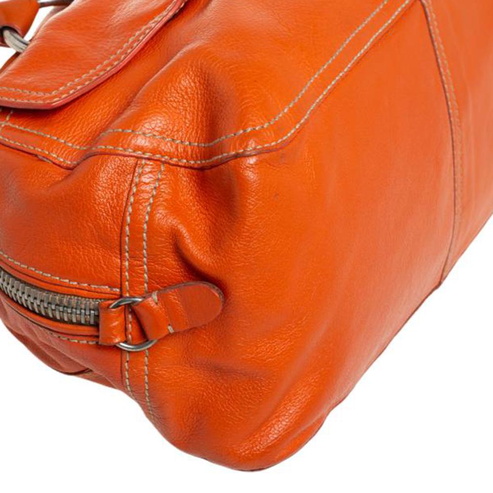 Prada Orange Leather Double Pocket Satchel 3