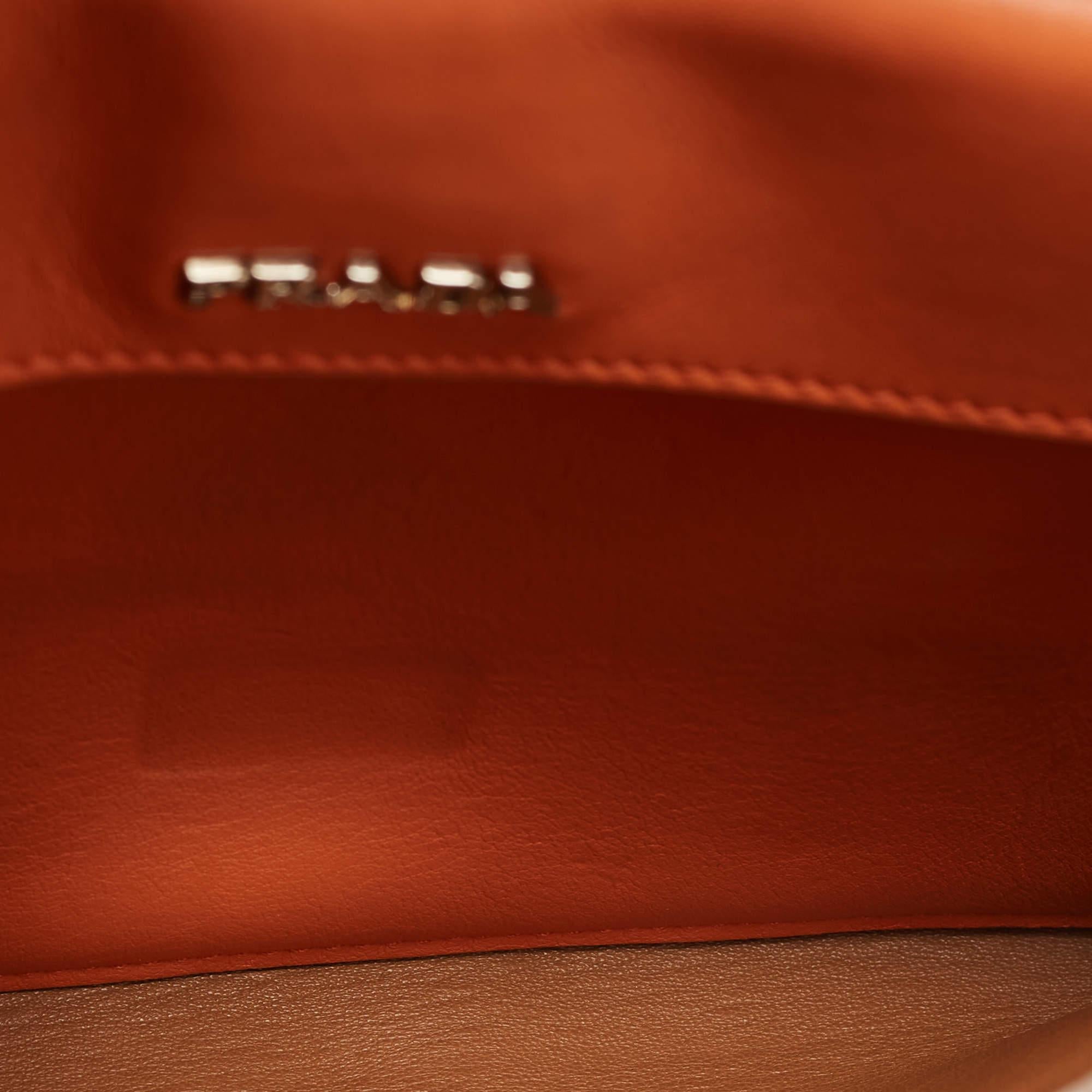 Prada Orange Leather Double Sided Flap Crossbody Bag 8