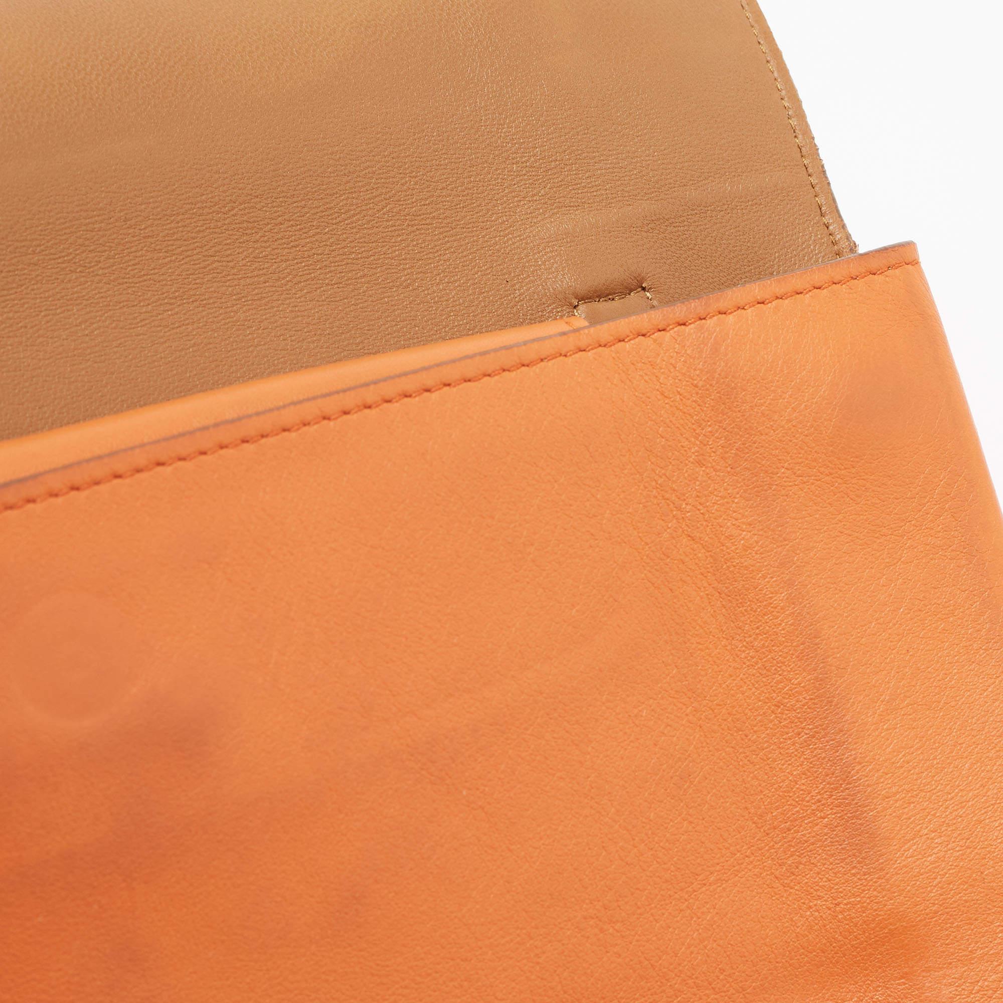 Prada Orange Leather Double Sided Flap Crossbody Bag 10