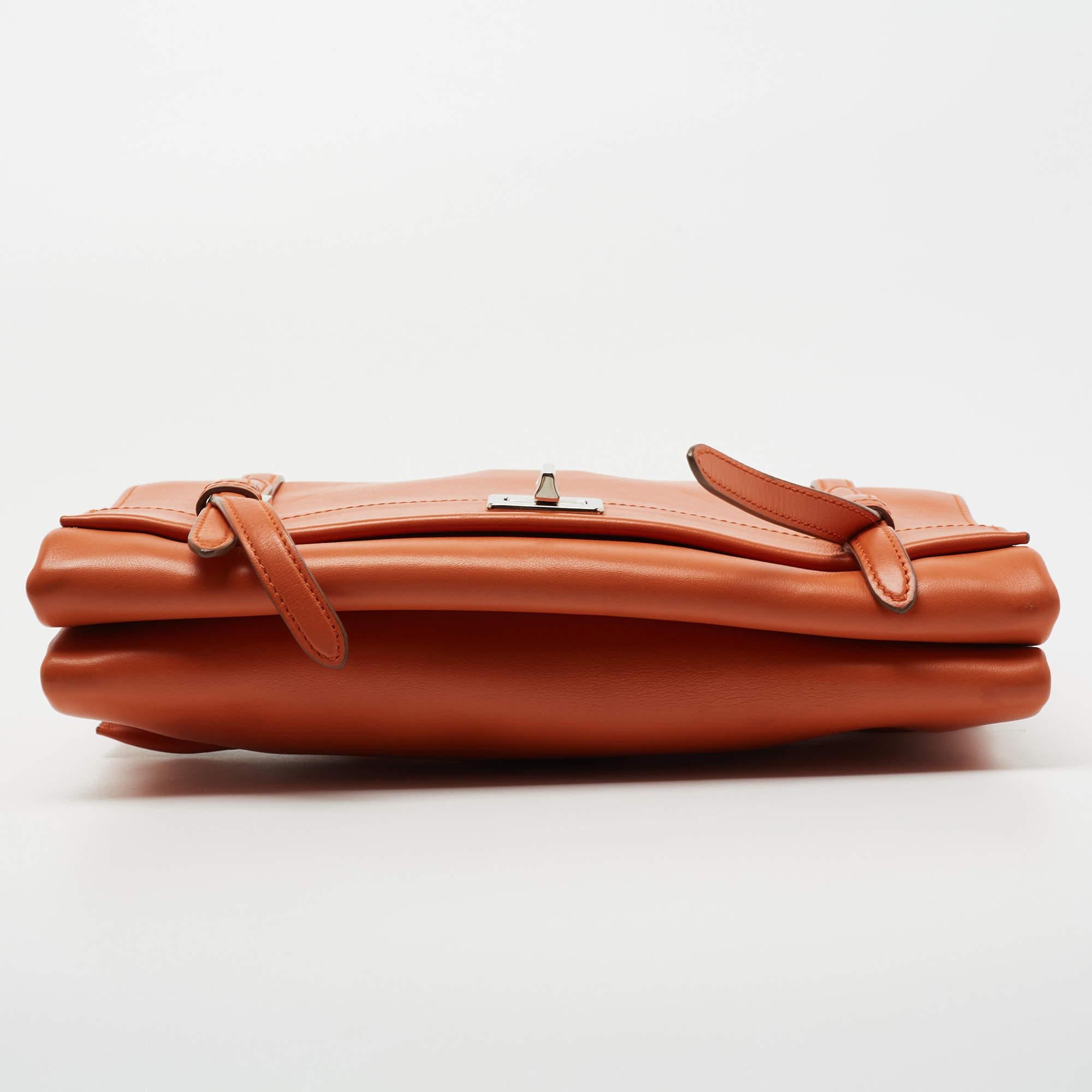 Prada Orange Leather Double Sided Flap Crossbody Bag 1