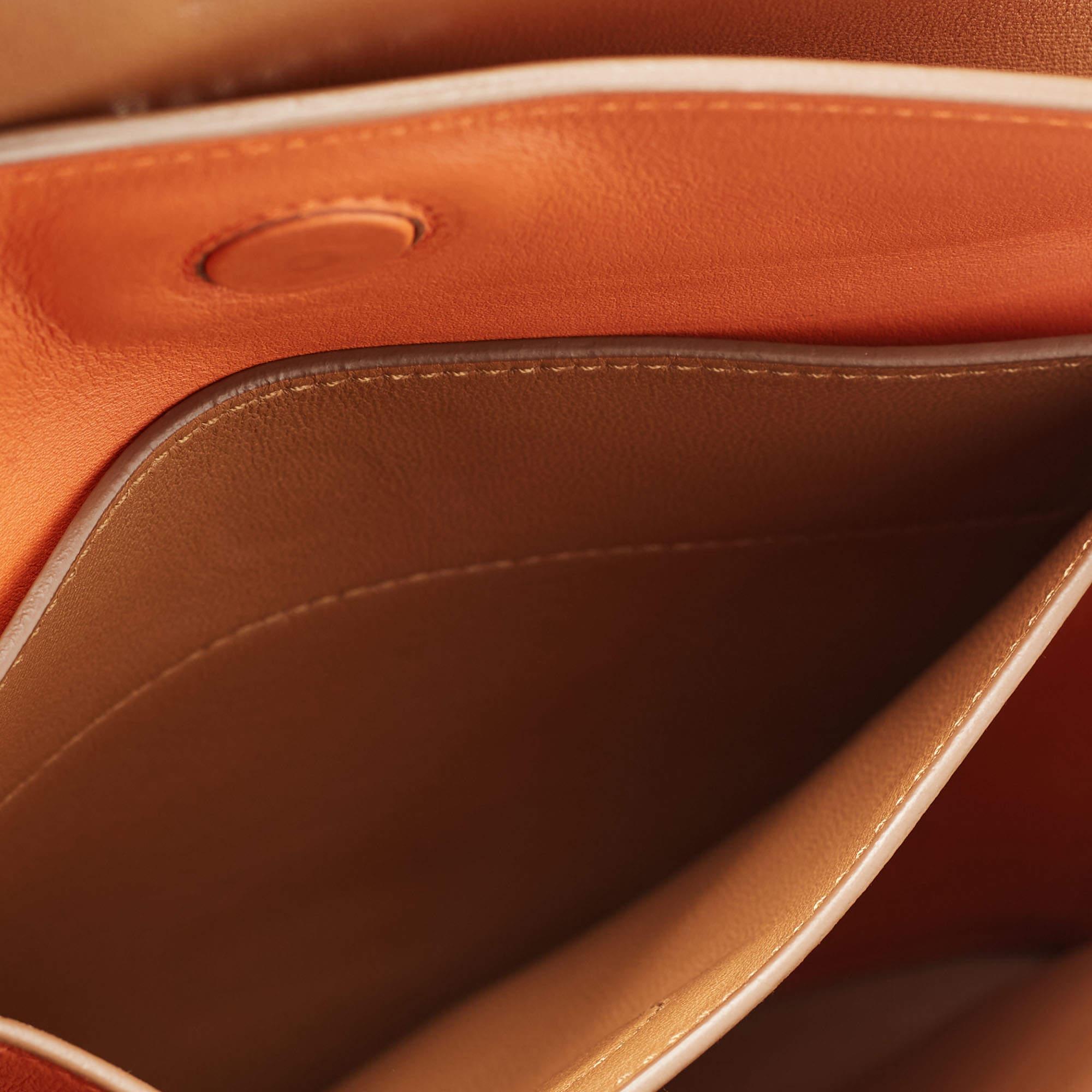 Prada Orange Leather Double Sided Flap Crossbody Bag 2