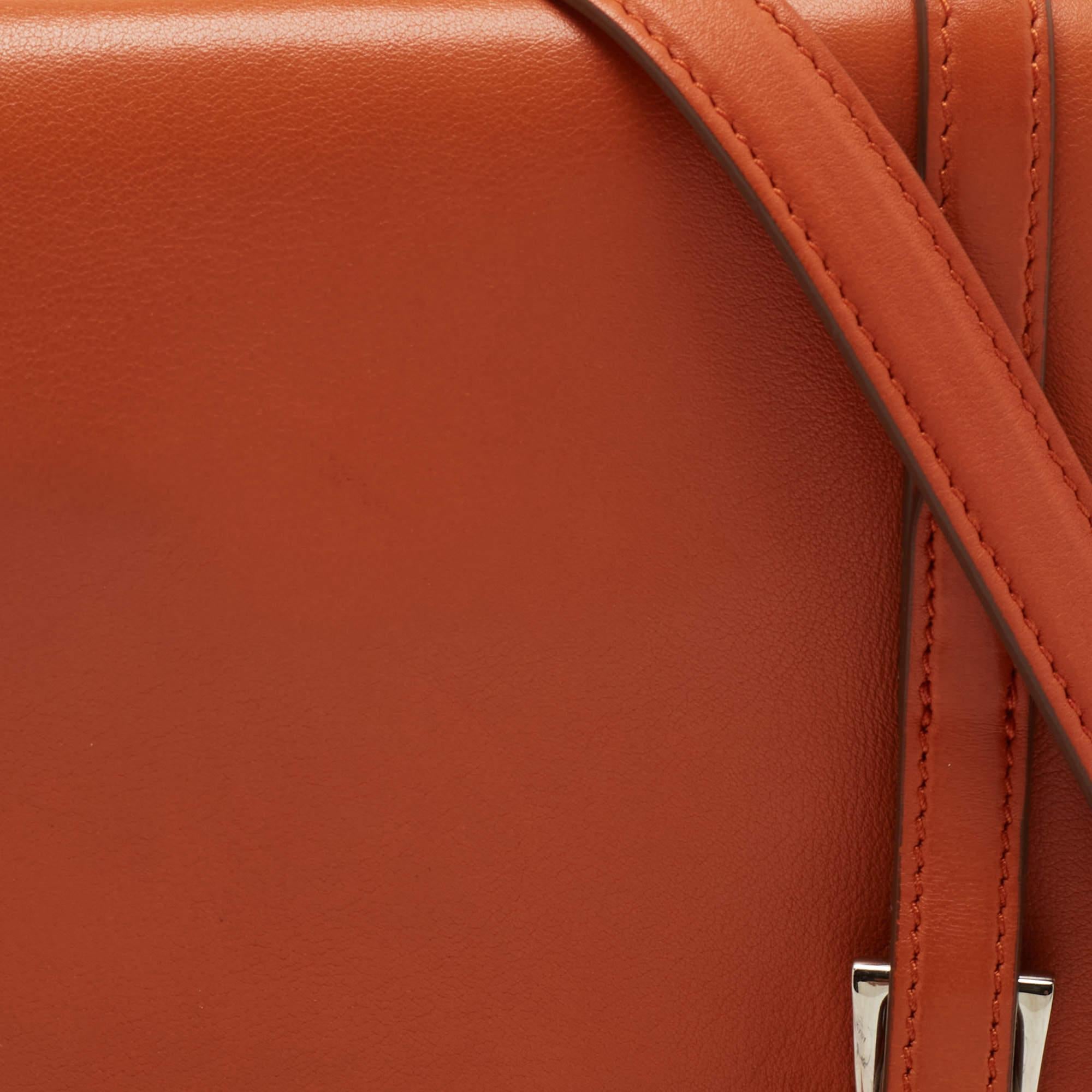 Prada Orange Leather Double Sided Flap Crossbody Bag 5