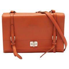 Prada Orange Leather Double Sided Flap Crossbody Bag